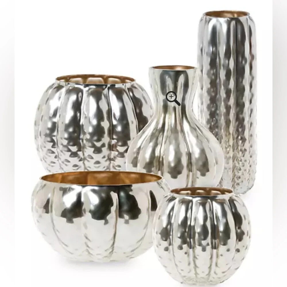 NWOT Vietri Placcato Cachepot Medium Silver Glass Vase